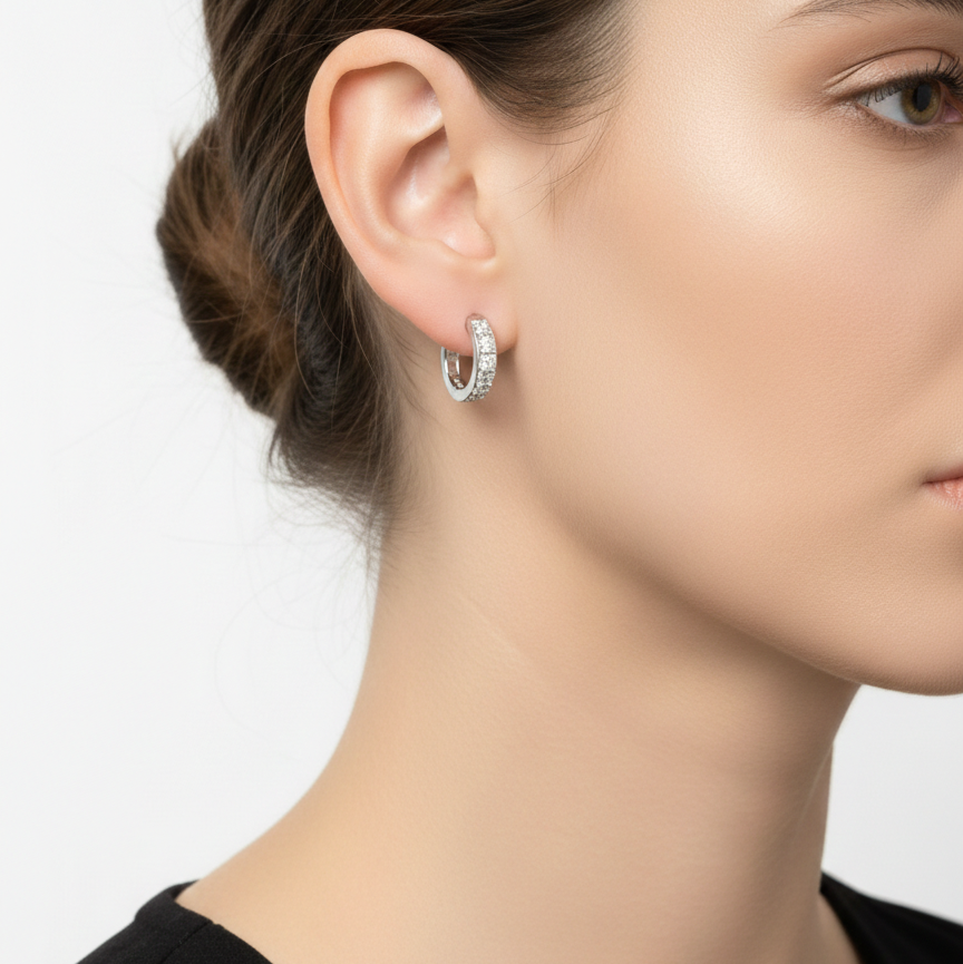 Orecchini Cerchio Baguette