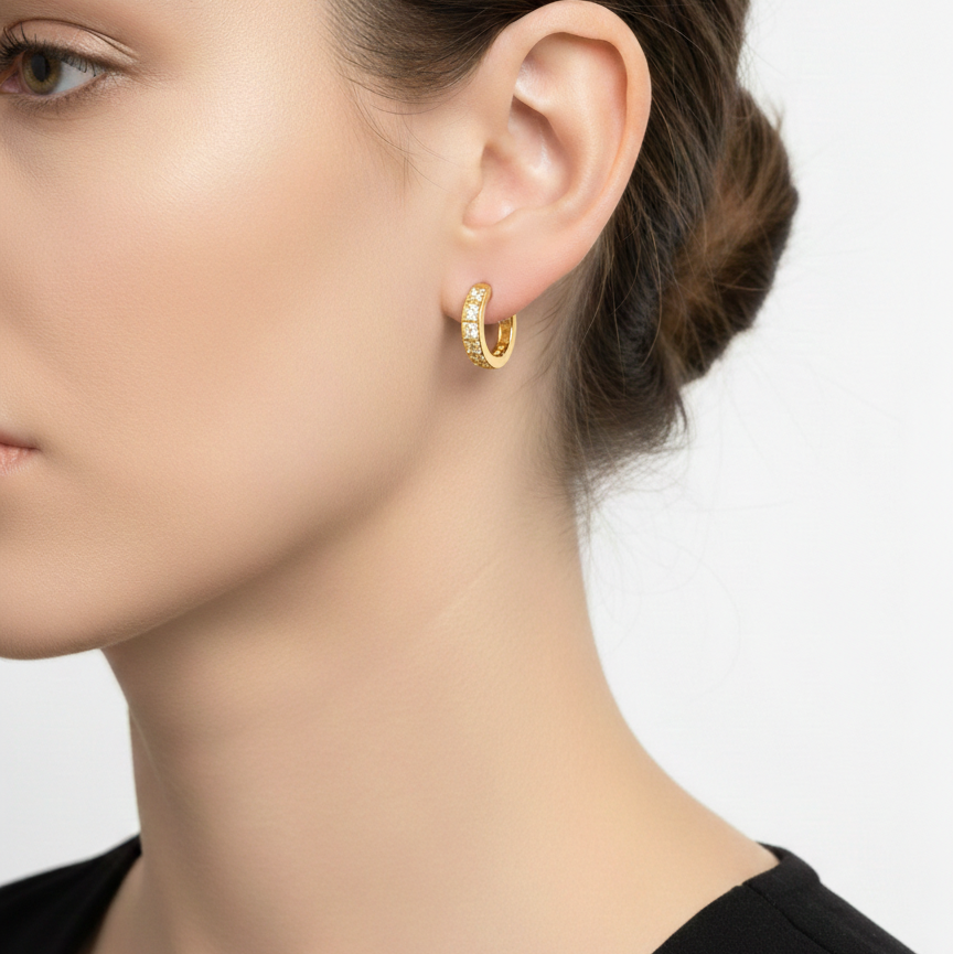 Orecchini Cerchio Baguette