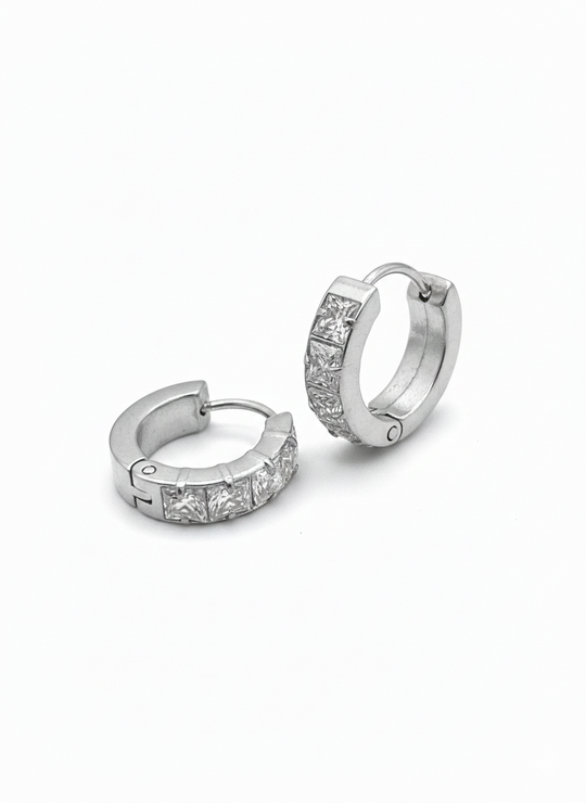 Orecchini Cerchio Baguette